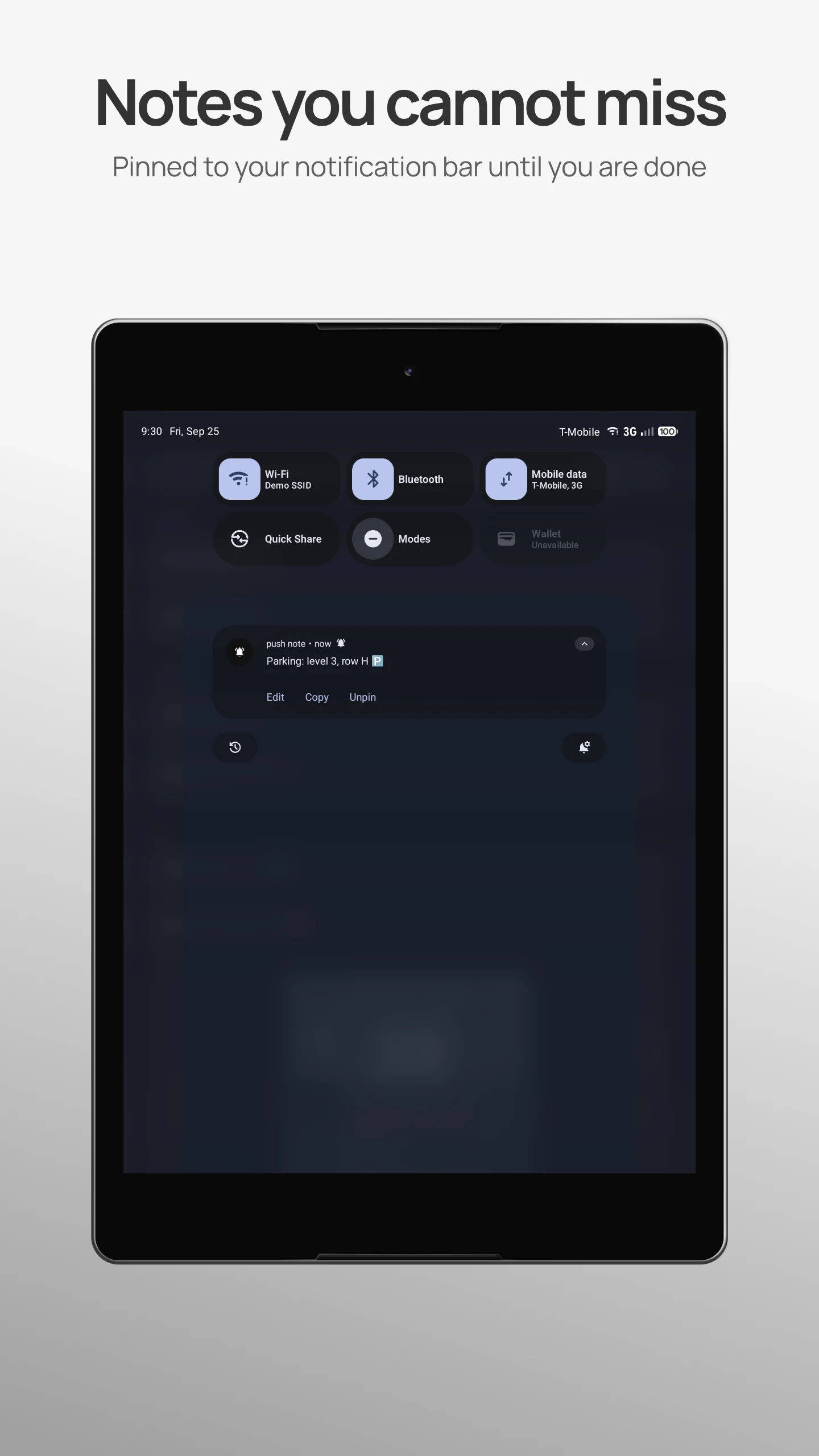 push note: notification notes screenshot