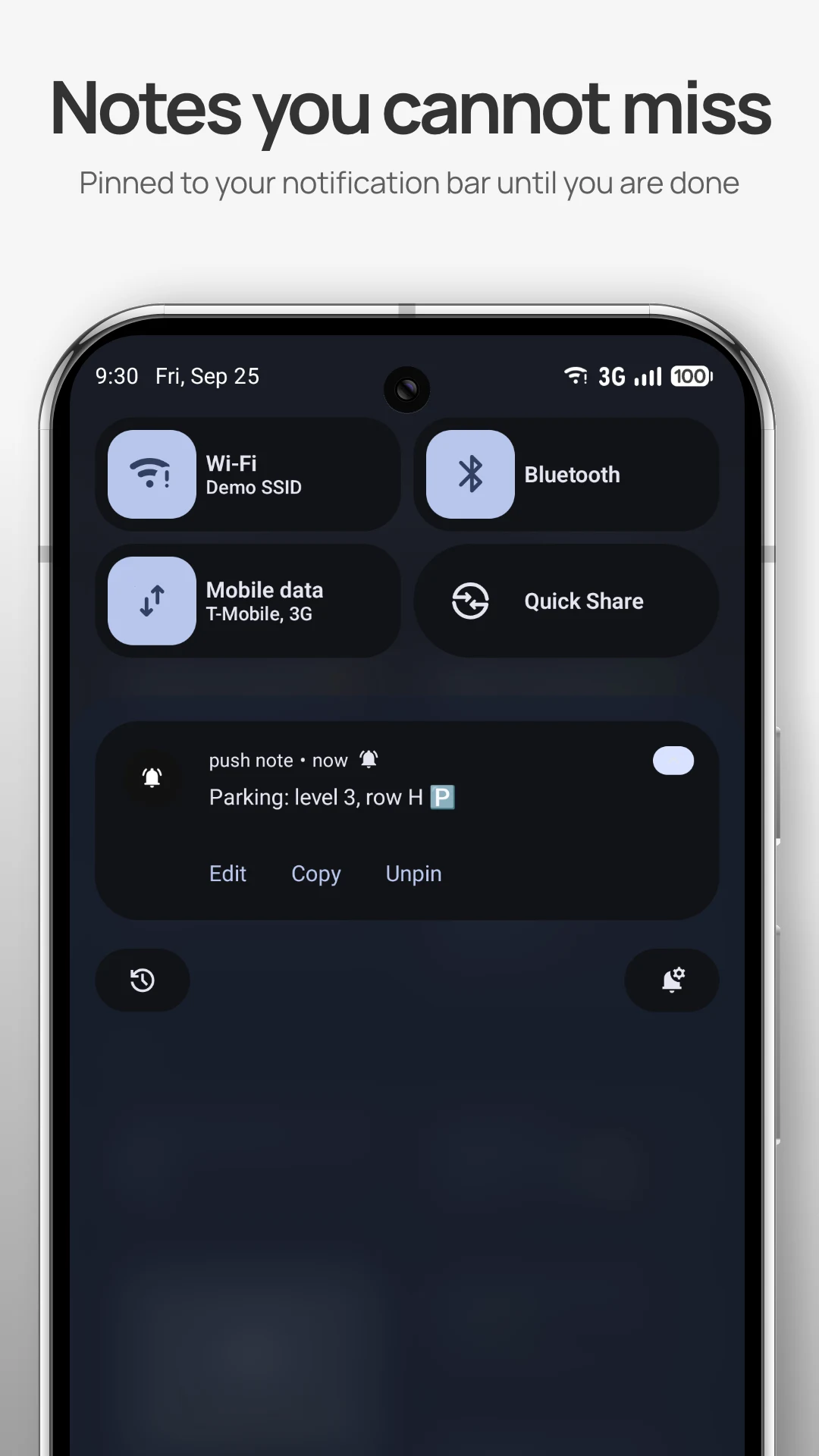 push note: notification notes screenshot