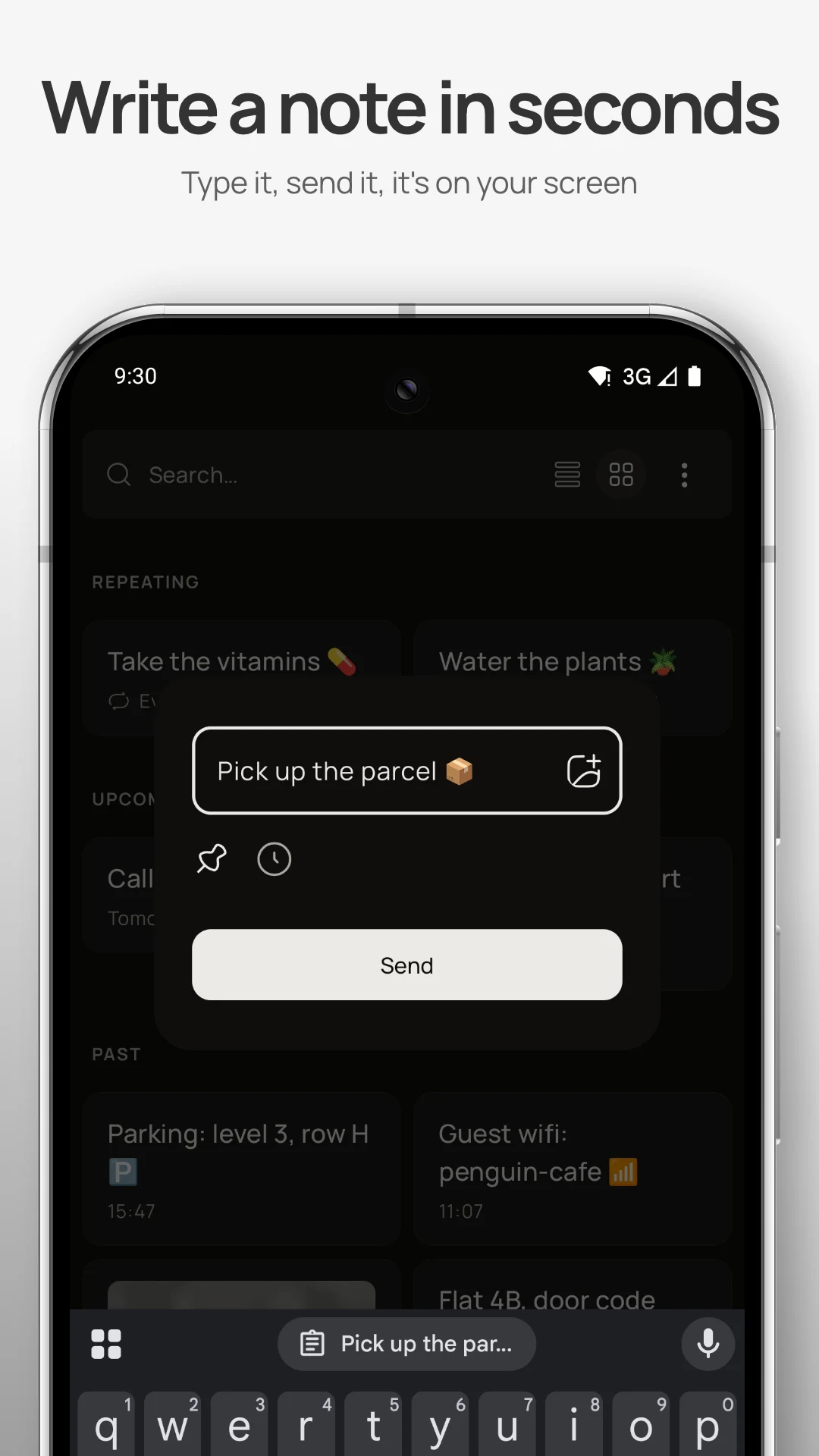 push note: notification notes screenshot